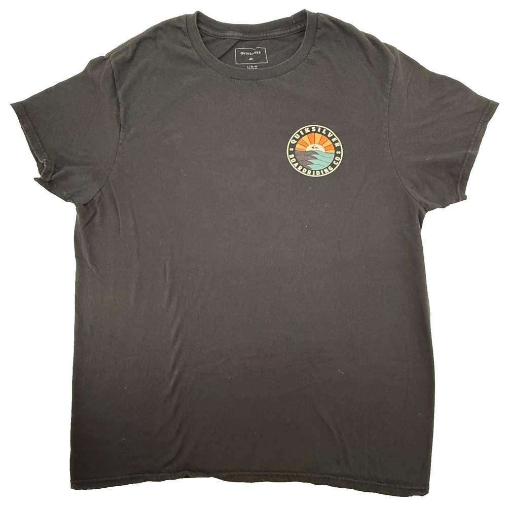Quiksilver Park City Mens T Shirt Large Black Surf Skate Logo Short Sleeve Tee - Picture 1 of 6